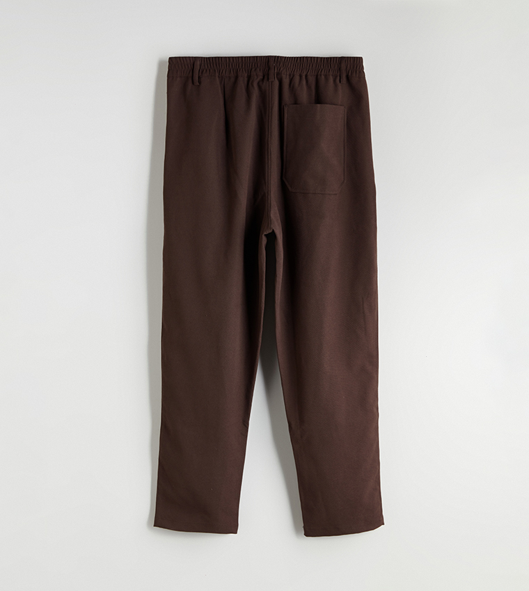 Solid Relaxed Fit Velvet Trousers