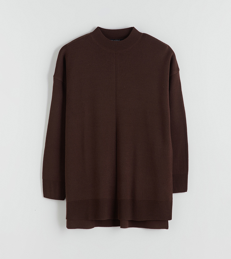 Striped Mock Neck Sweater Tunic