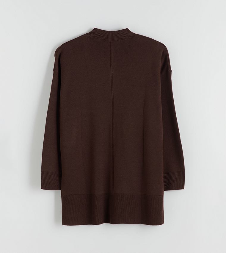 Striped Mock Neck Sweater Tunic