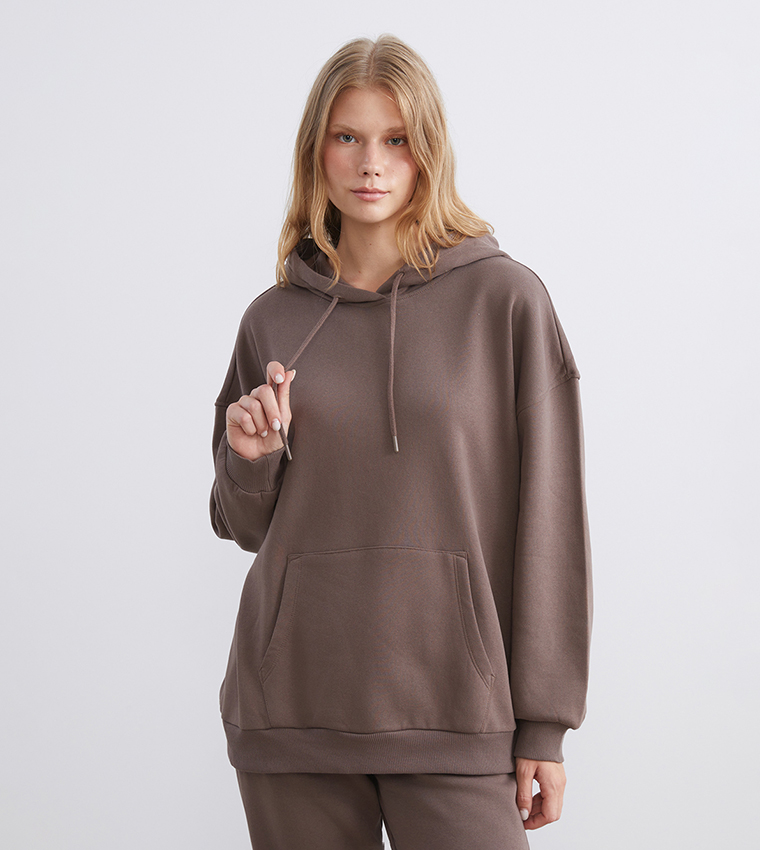 هودي سميك اوفرسايز كم طويل