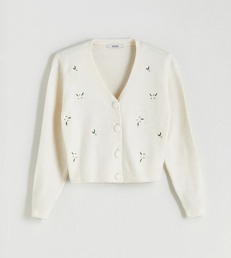 Embroidered Cropped Cardigan