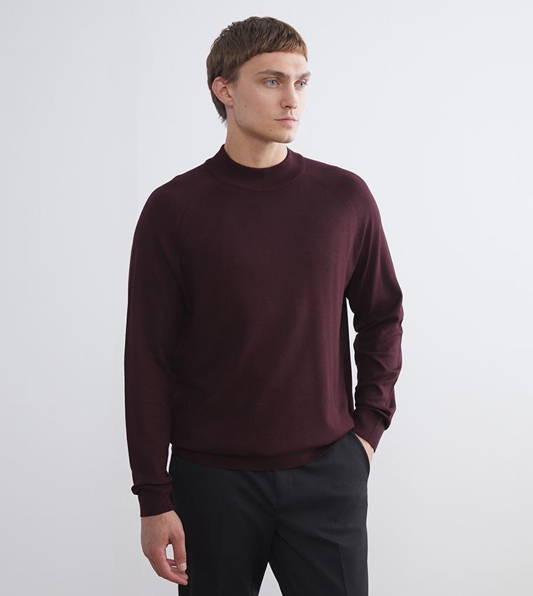 Knitted Mock Neck Sweater