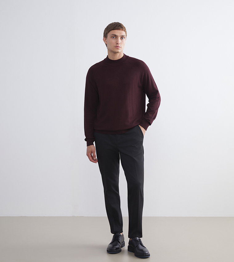 Knitted Mock Neck Sweater