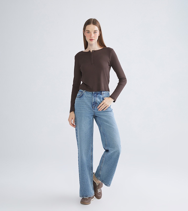 Washed High Waist Wide Leg Jeans