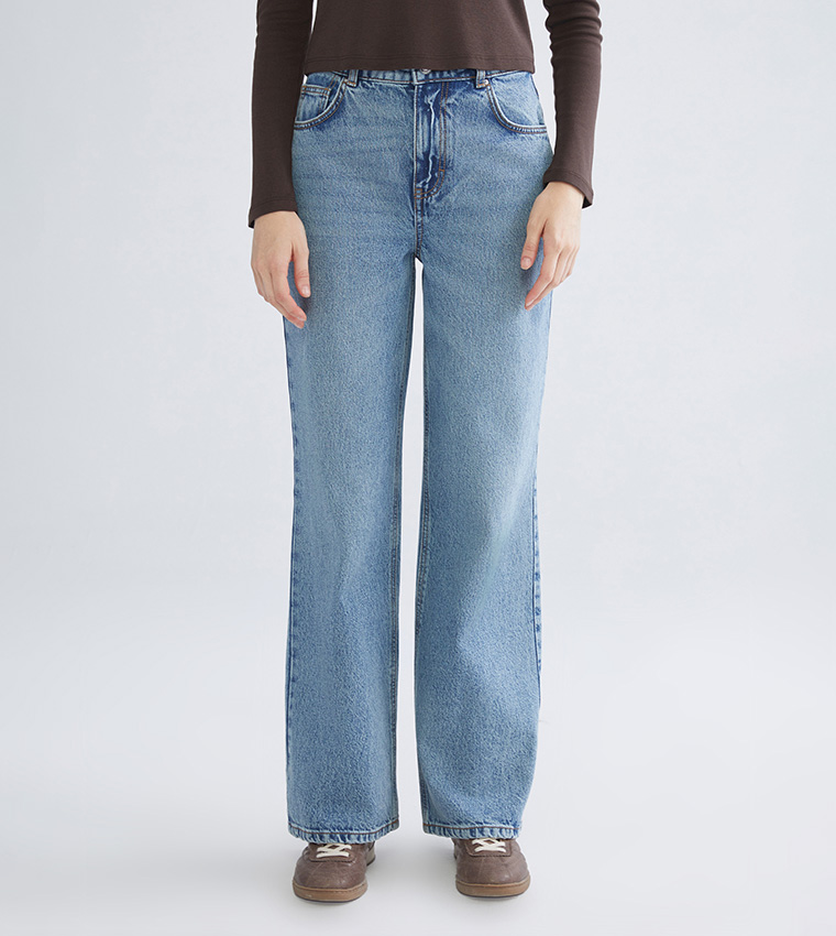 Washed High Waist Wide Leg Jeans