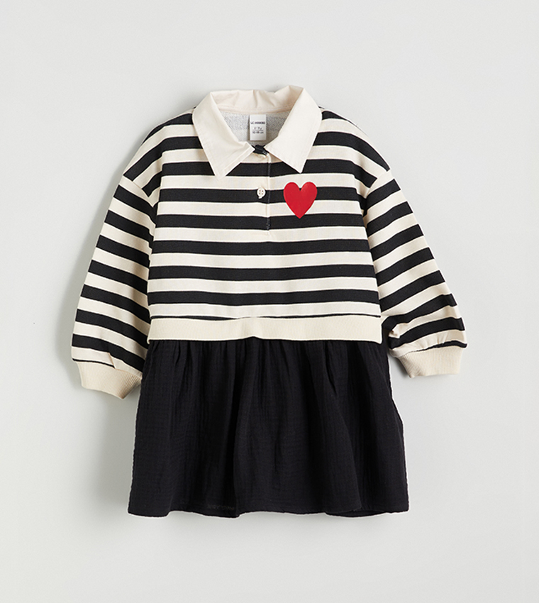 Striped Collar T-Shirt Dress
