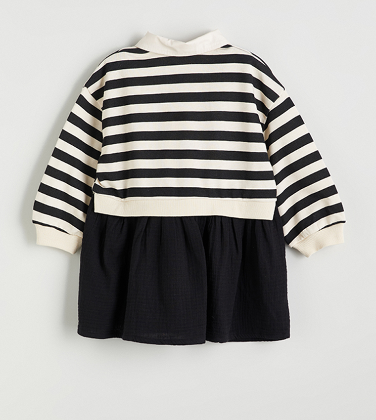 Striped Collar T-Shirt Dress