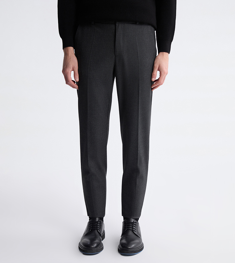 Solid Mid Rise Slim Fit Trousers