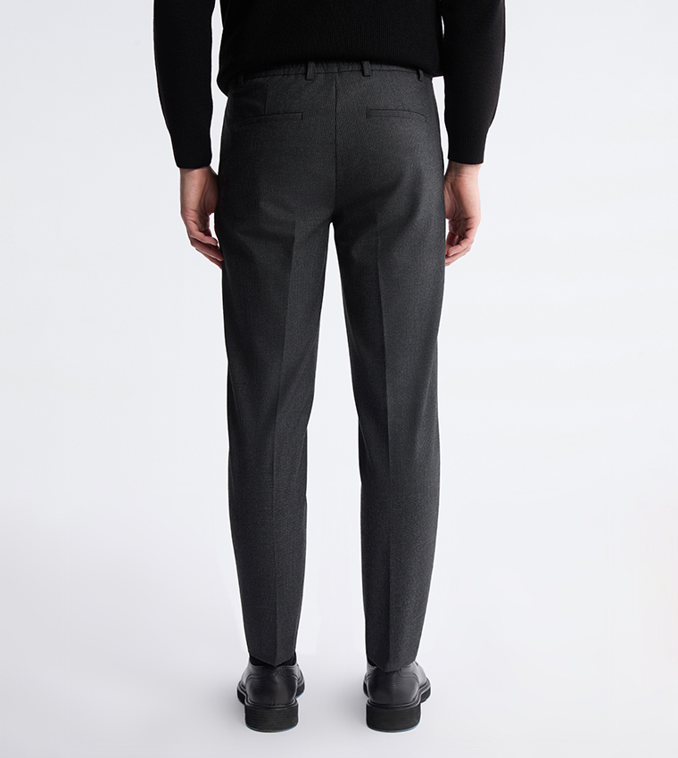 Solid Mid Rise Slim Fit Trousers