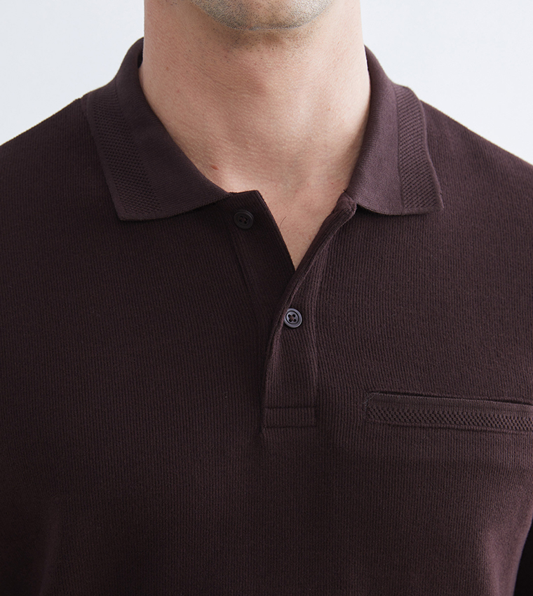 Solid Long Sleeves Collared Sweatshirt