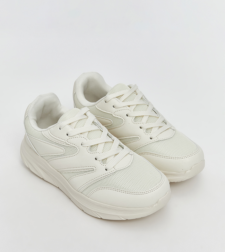 Solid Lace-Up Sneakers