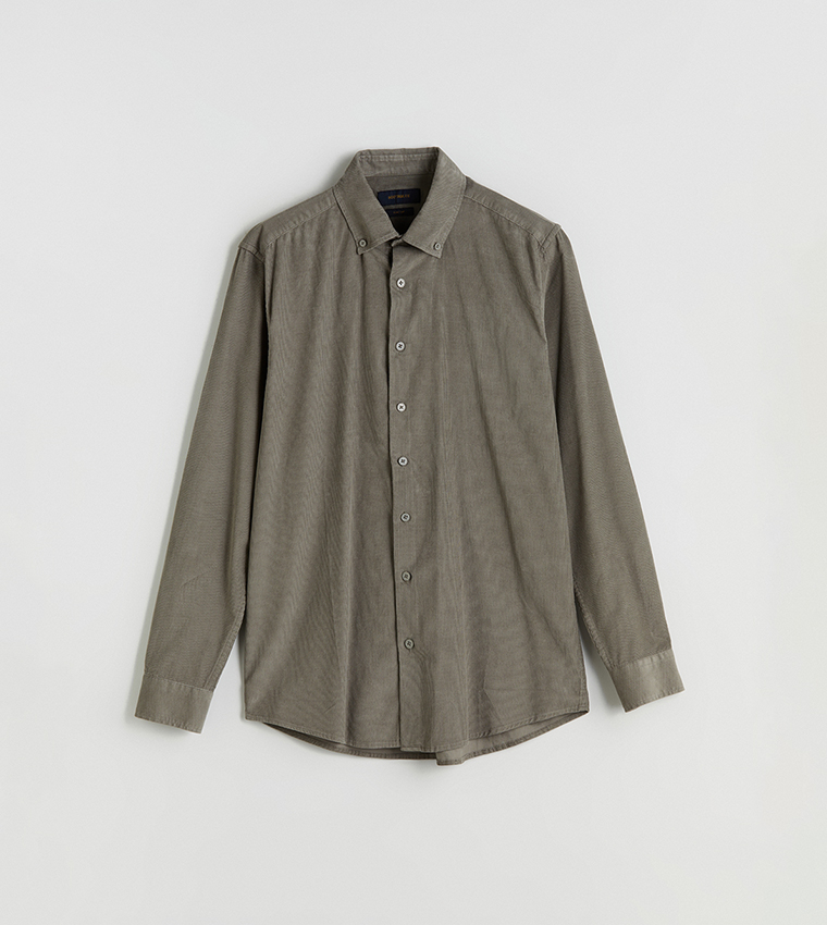 Solid Slim Fit Long Sleeves Velvet Shirt