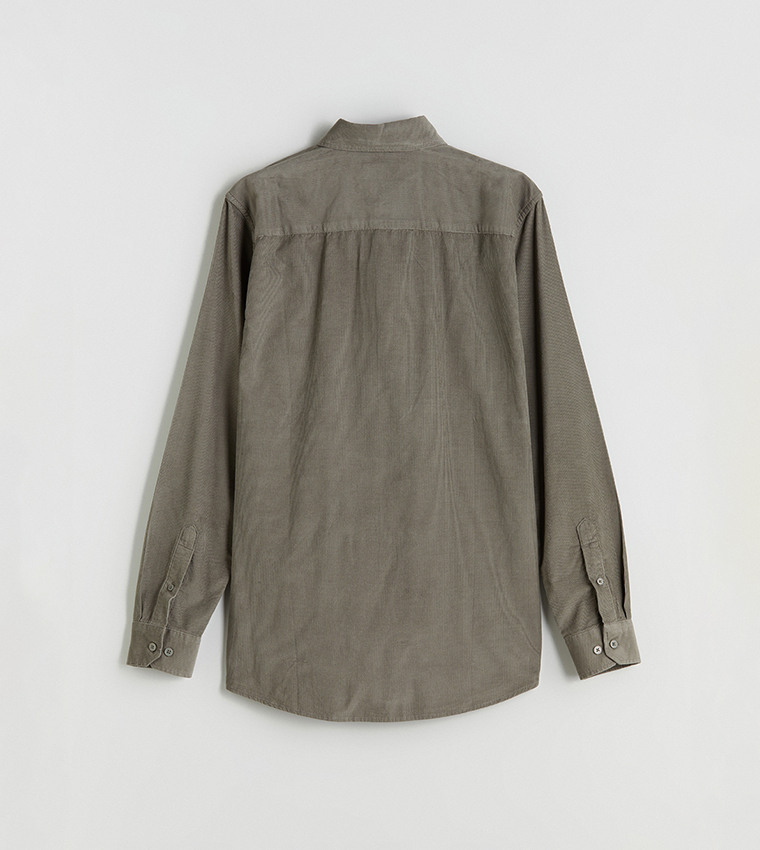 Solid Slim Fit Long Sleeves Velvet Shirt