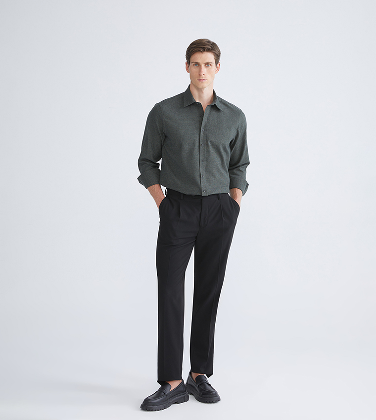 Textured Long Sleeves Lumberjack Shirt