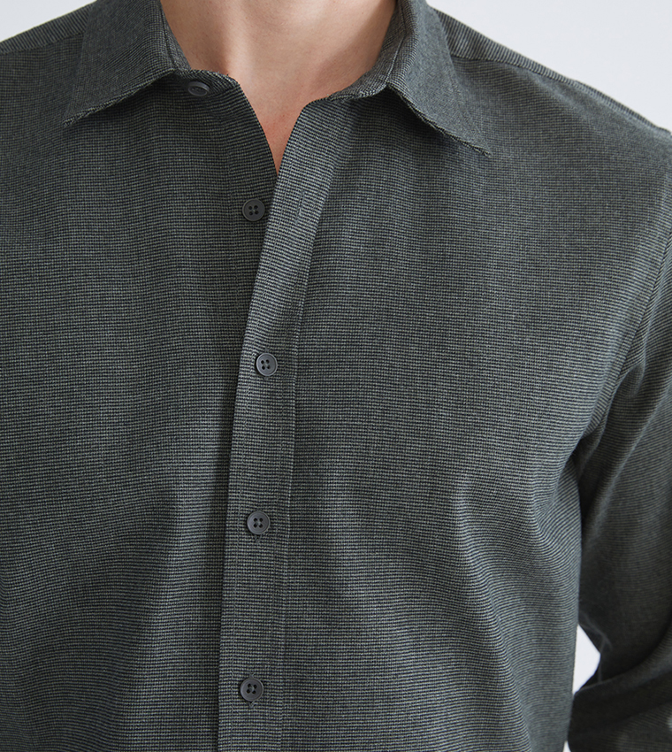Textured Long Sleeves Lumberjack Shirt