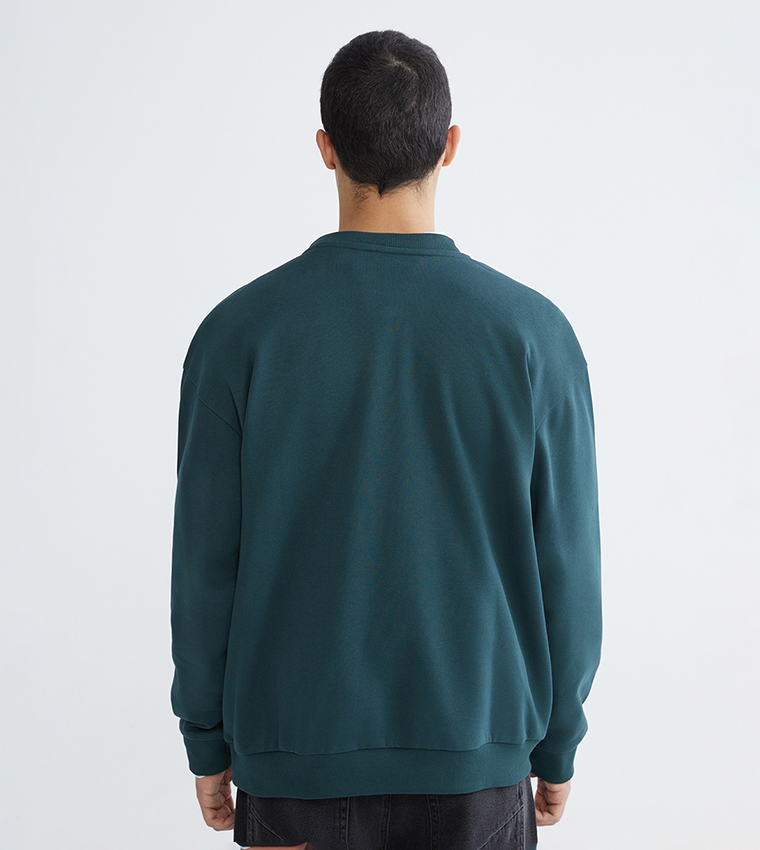 Printed Crew Neck Thick Sweatshirt