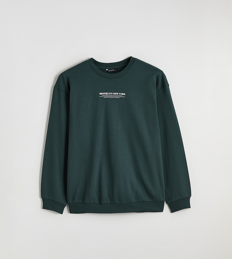 Printed Crew Neck Thick Sweatshirt