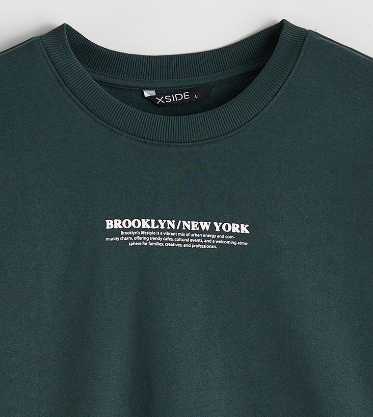 Printed Crew Neck Thick Sweatshirt