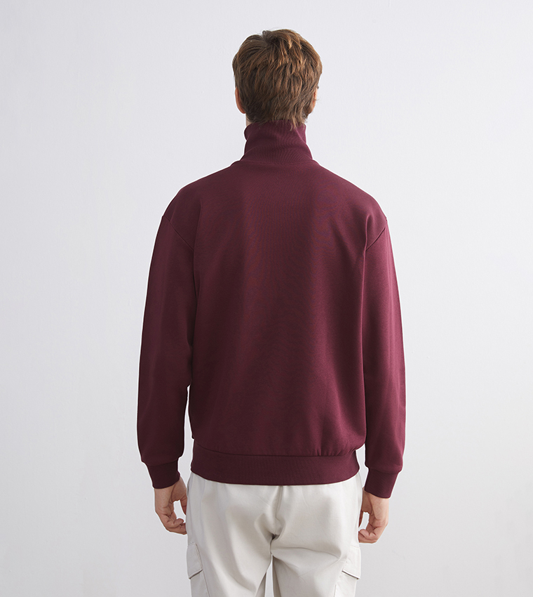 Half-Zipper High Neck Thick Sweatshirt