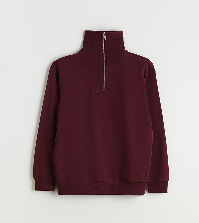 Half-Zipper High Neck Thick Sweatshirt