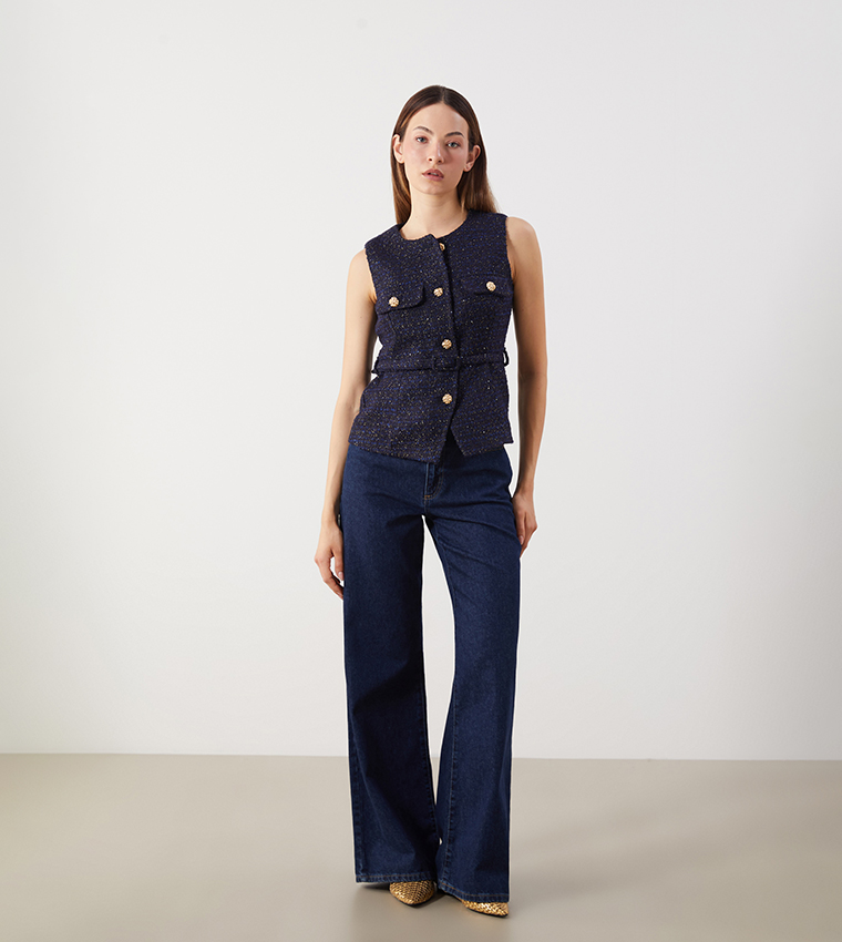 Textured Sleeveless Jacket