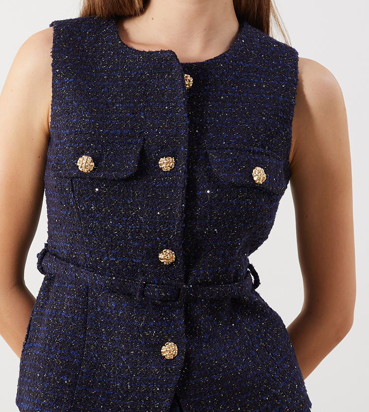Textured Sleeveless Jacket
