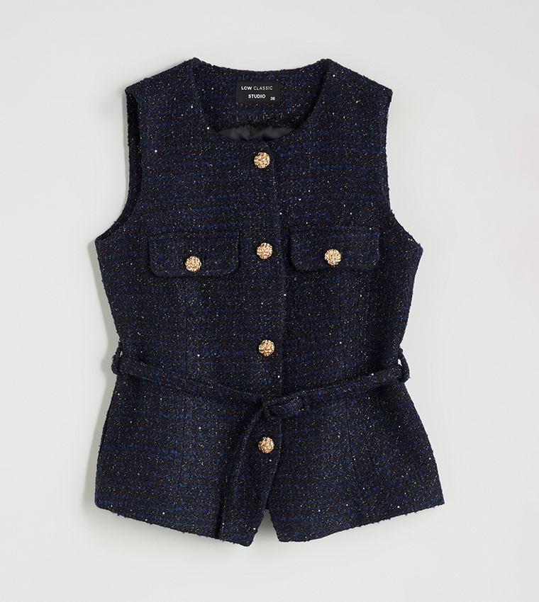 Textured Sleeveless Jacket