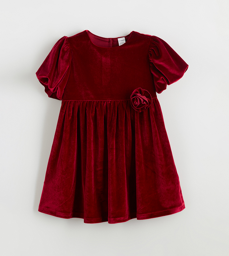 Appliqued Velvet Midi Dress