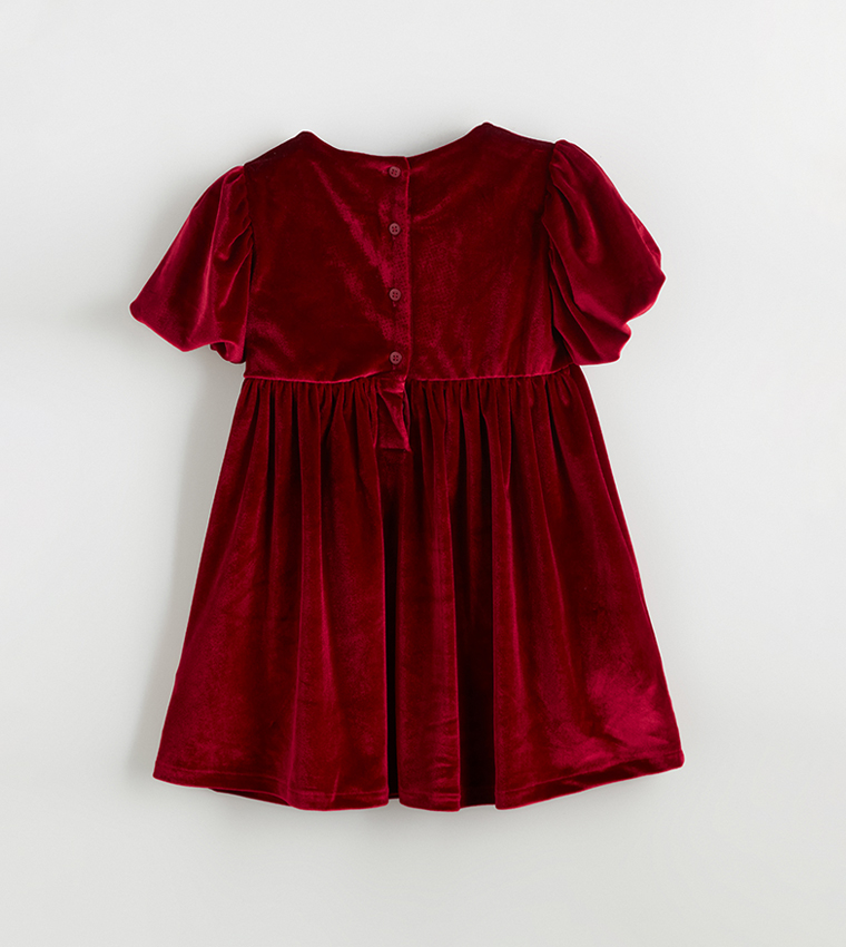 Appliqued Velvet Midi Dress