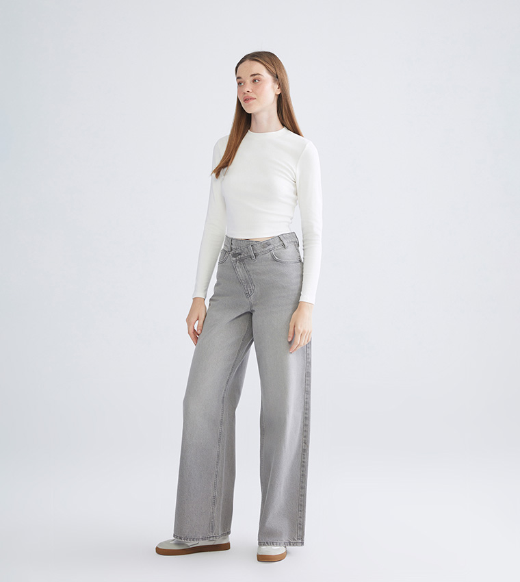 Washed High Waist Wide Leg Jeans