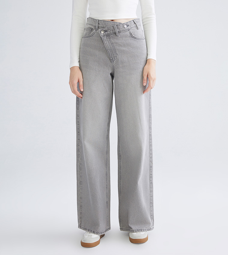 Washed High Waist Wide Leg Jeans