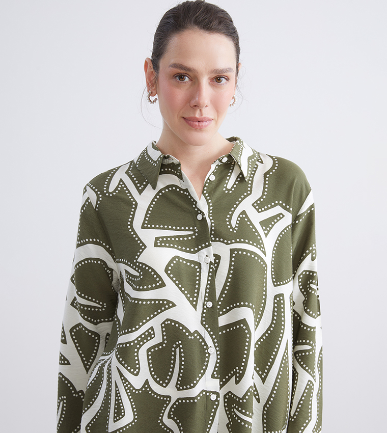 Patterned Long Sleeves Shirt Tunic