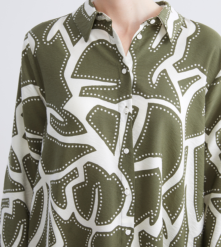 Patterned Long Sleeves Shirt Tunic