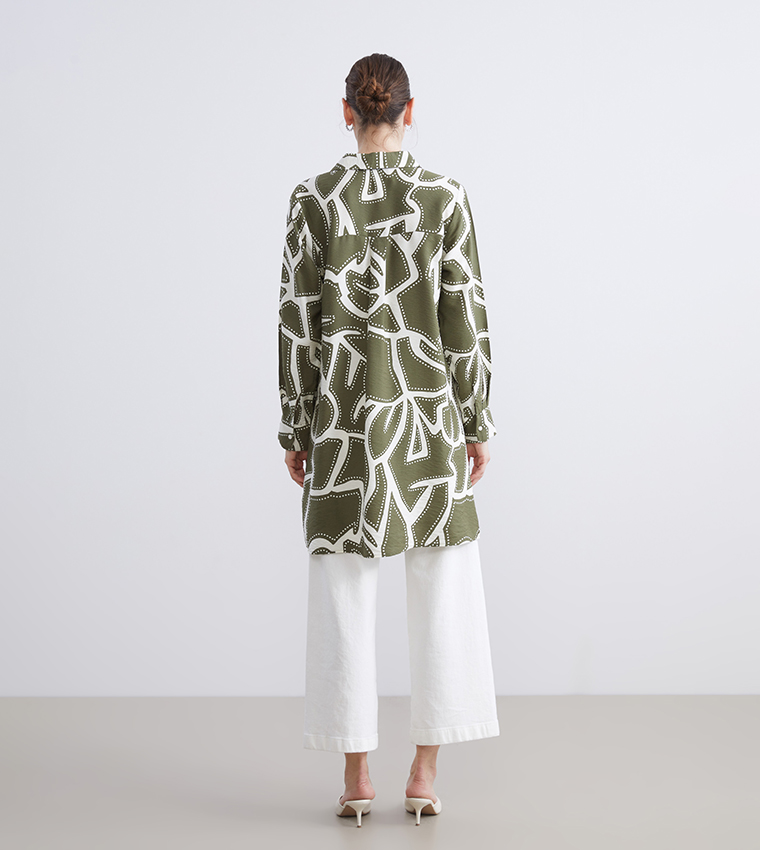 Patterned Long Sleeves Shirt Tunic