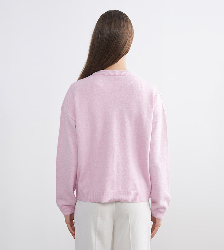 كارديجان نسائي كم طويل مزين باللؤلؤ