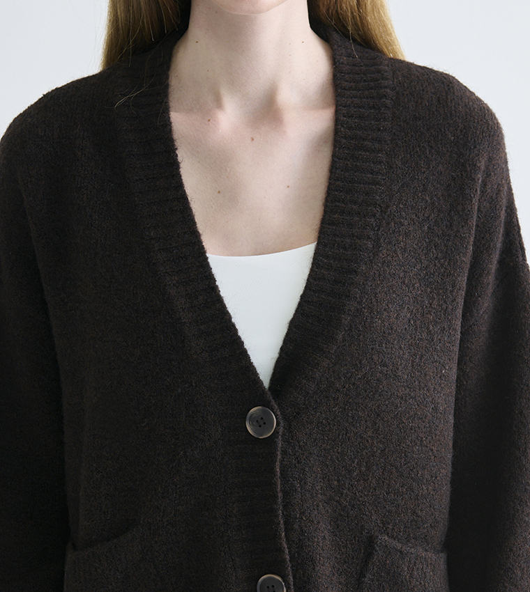 كارديغان تريكو واسع بأكمام طويلة برقبة على شكل V