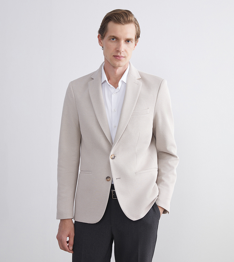 Solid Long Sleeves Slim Fit Blazer