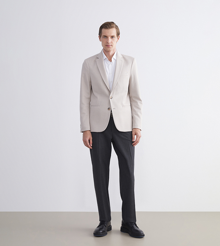 Solid Long Sleeves Slim Fit Blazer