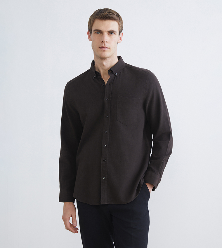 SOUTHBLUE Solid Long Sleeves Lumberjack Shirt