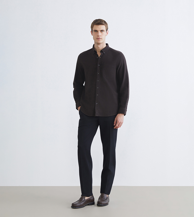 SOUTHBLUE Solid Long Sleeves Lumberjack Shirt