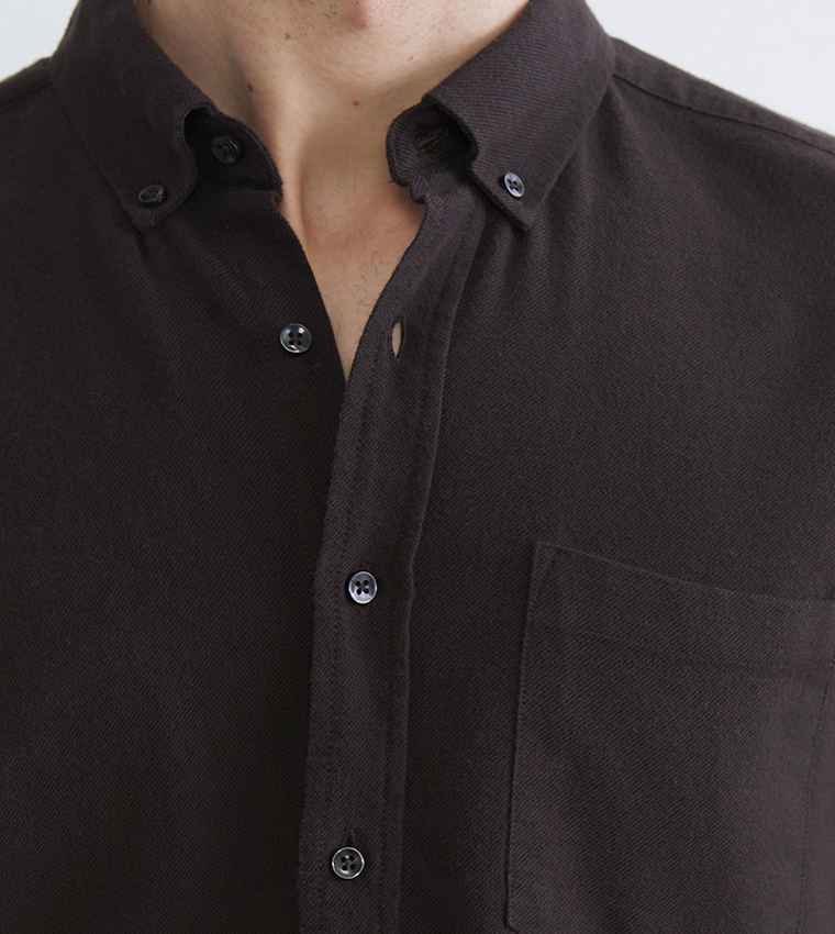 SOUTHBLUE Solid Long Sleeves Lumberjack Shirt