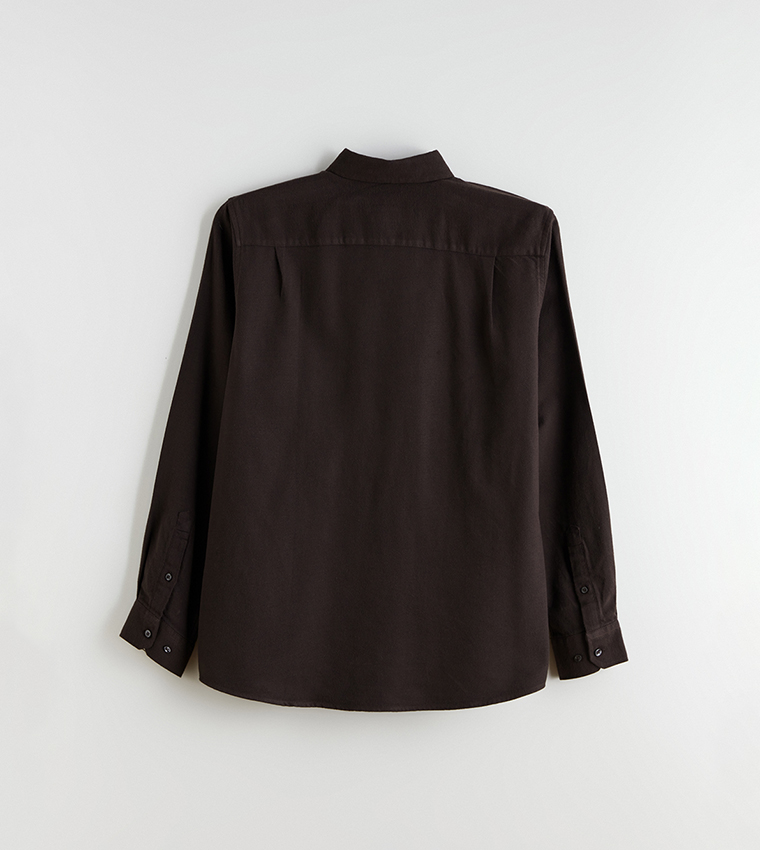 SOUTHBLUE Solid Long Sleeves Lumberjack Shirt