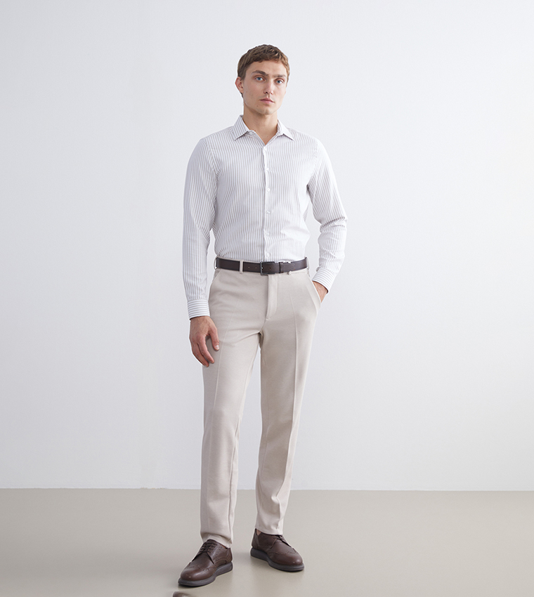 Solid Slim Fit Formal Trousers