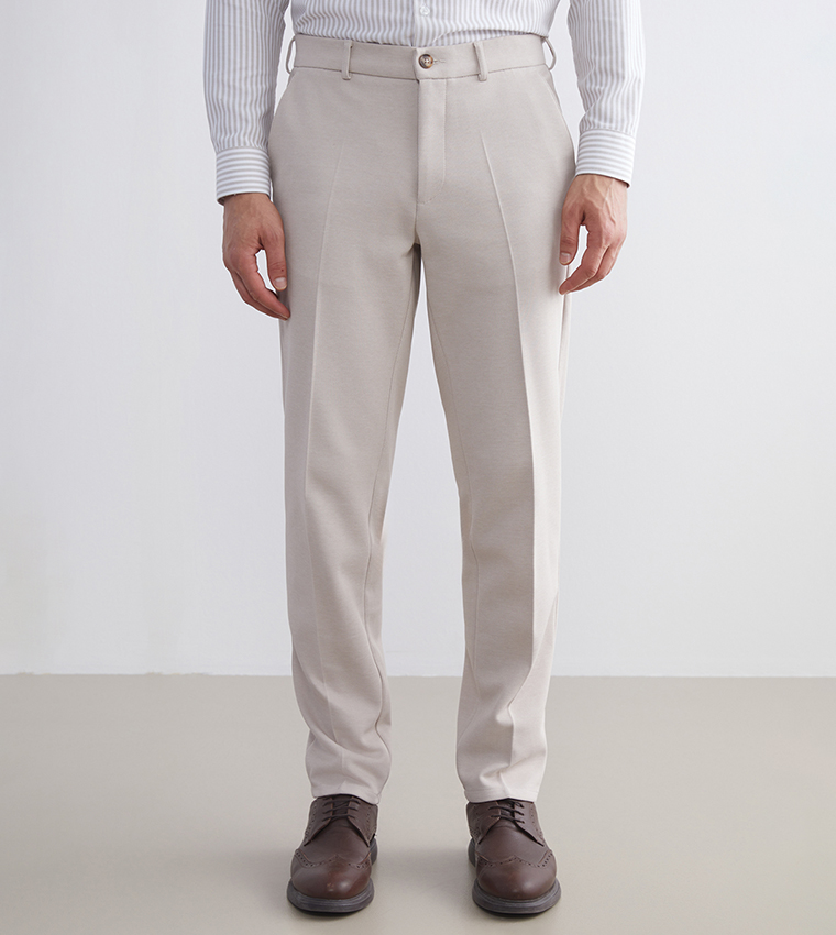Solid Slim Fit Formal Trousers