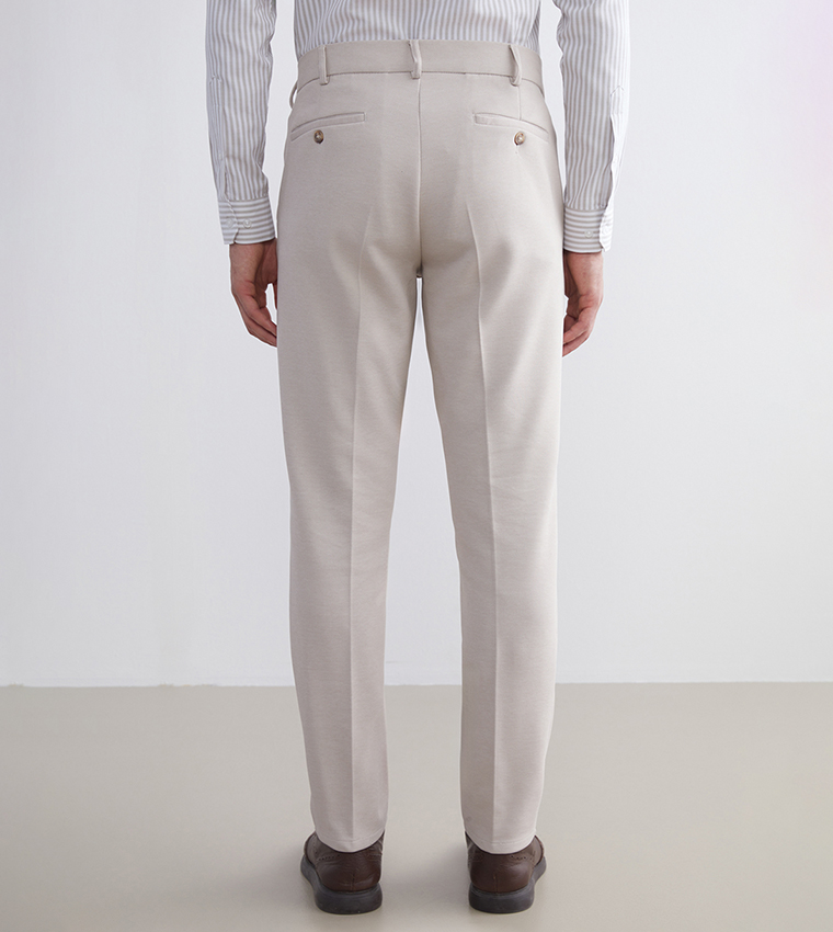 Solid Slim Fit Formal Trousers