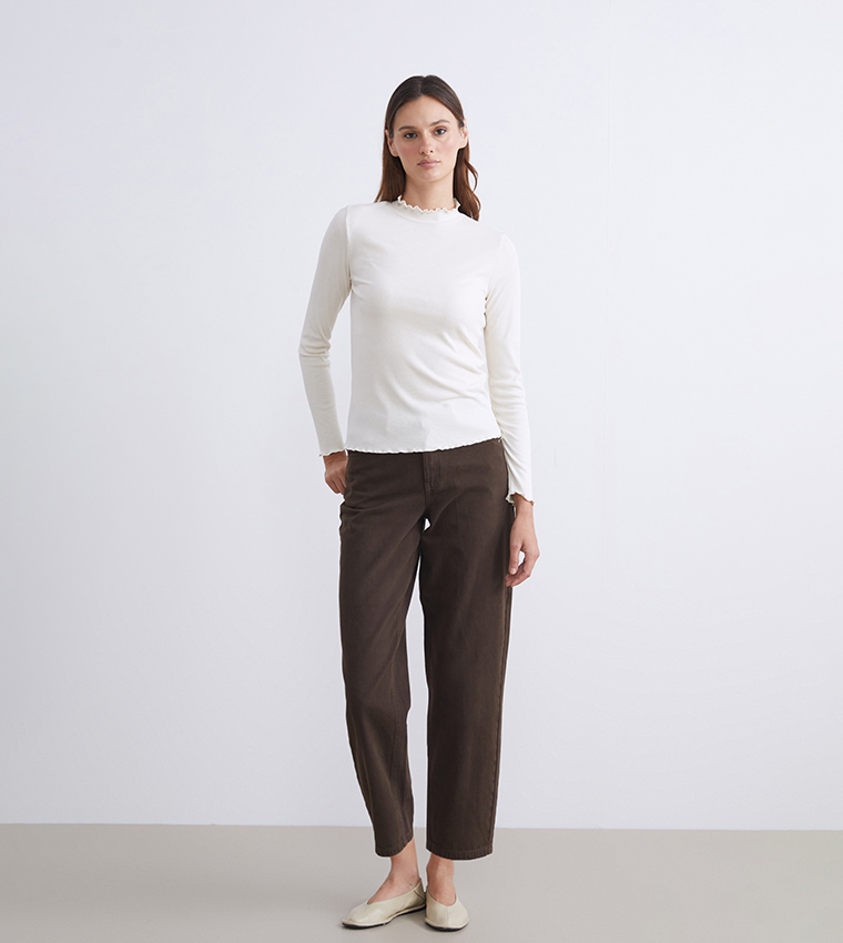 Washed High Waist Barrel Fit Jeans