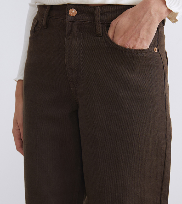 Washed High Waist Barrel Fit Jeans