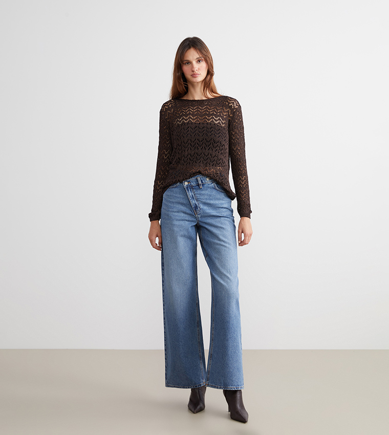 Washed High Waist Wide Leg Jeans