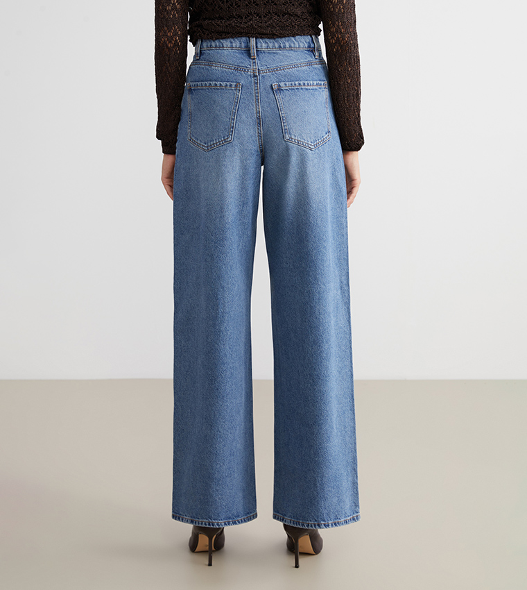 Washed High Waist Wide Leg Jeans