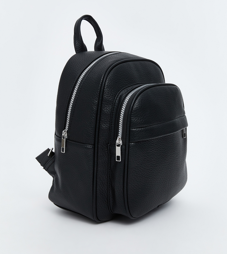 Textured Zippered Backpack